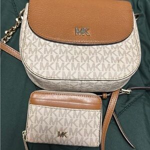 Michael Kors Tan and Cream Crossbody Bag